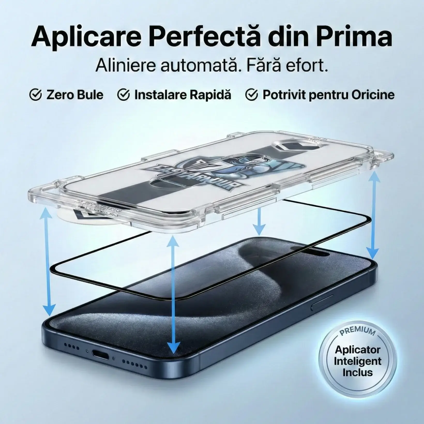 Aplicare perfectă din prima încercare — aliniere automată, fără efort