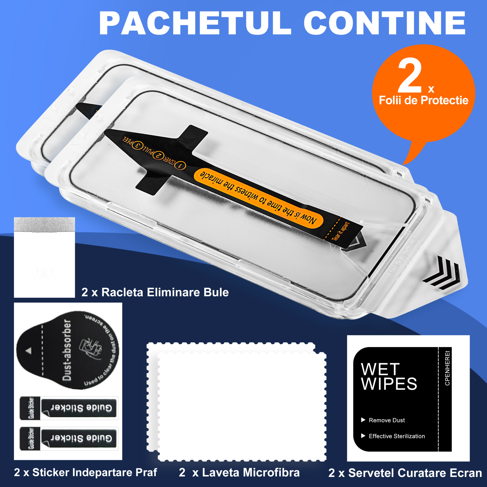 Set 2 Folii Sticla Ecran cu Kit Montare Inclus, pentru iPhone 11