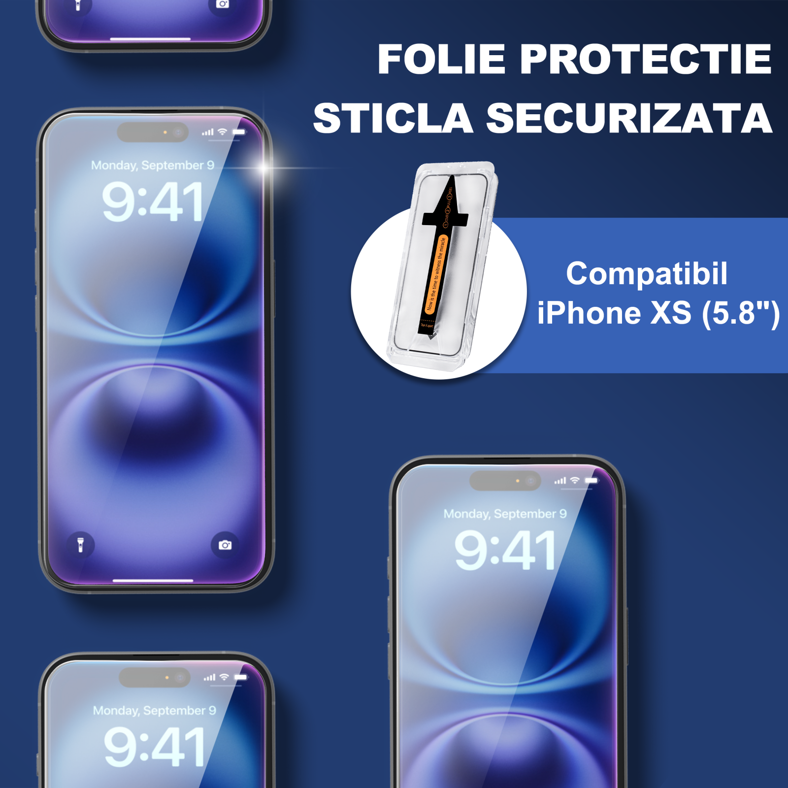 Set 2 Folii Sticla Ecran cu Kit Montare Inclus, pentru iPhone 11
