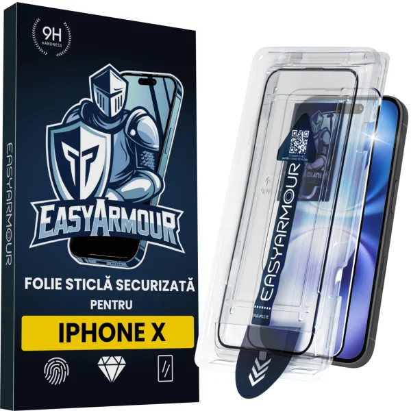 Folie Sticla pentru iPhone X, Aplicare Usoara, Premium